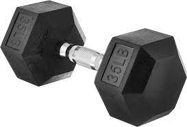 Amazon Basics Rubber Encased Exercise & Fitness Hex 35 lb Dumbbell