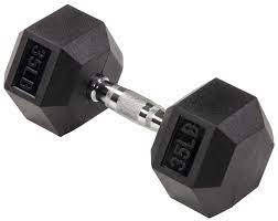 Signature Fitness Colored Rubber Encased Hex Dumbbell